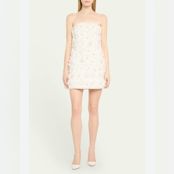 Alice + Olivia NEW Velia Crystal 3D Floral Appliqé Strapless Mini Gown Size 8 - Picture 1 of 16